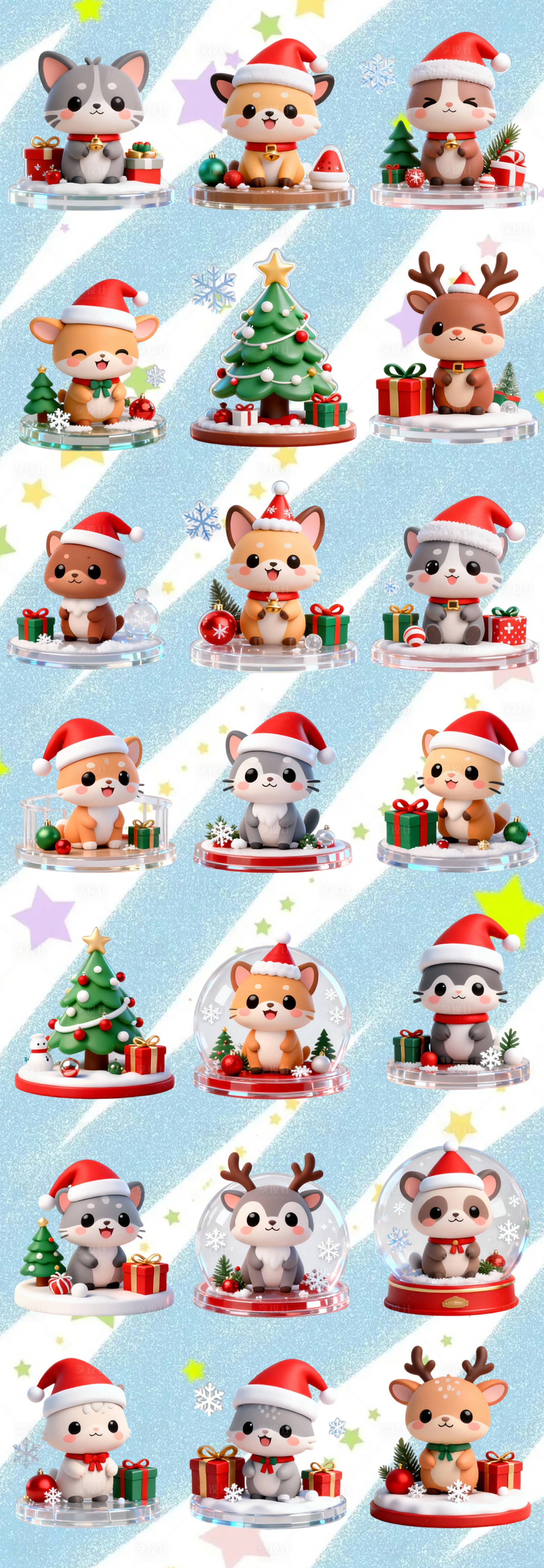 源文件下载【享设计】搜索编号：88540033757436963【小动物过圣诞贴纸】