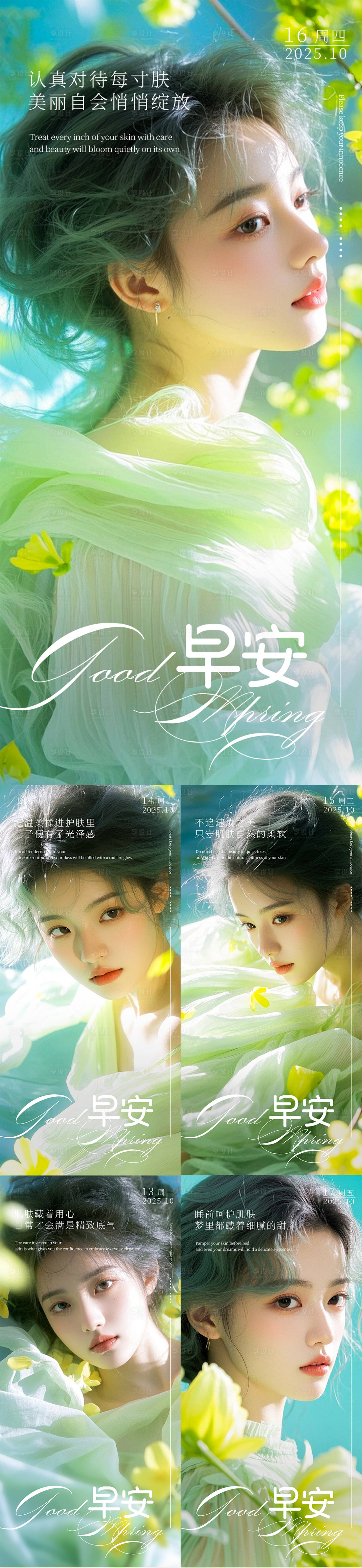 源文件下载【享设计】搜索编号：41840033437516373【早安你好AI美女 系列海报】