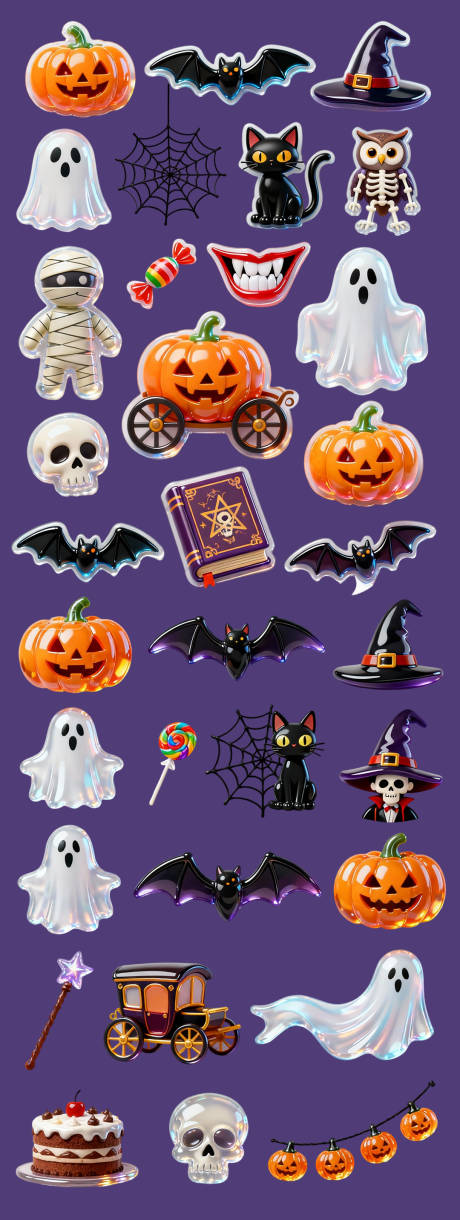 源文件下载【享设计】搜索编号：66310033769681652【免抠万圣节立体贴纸】