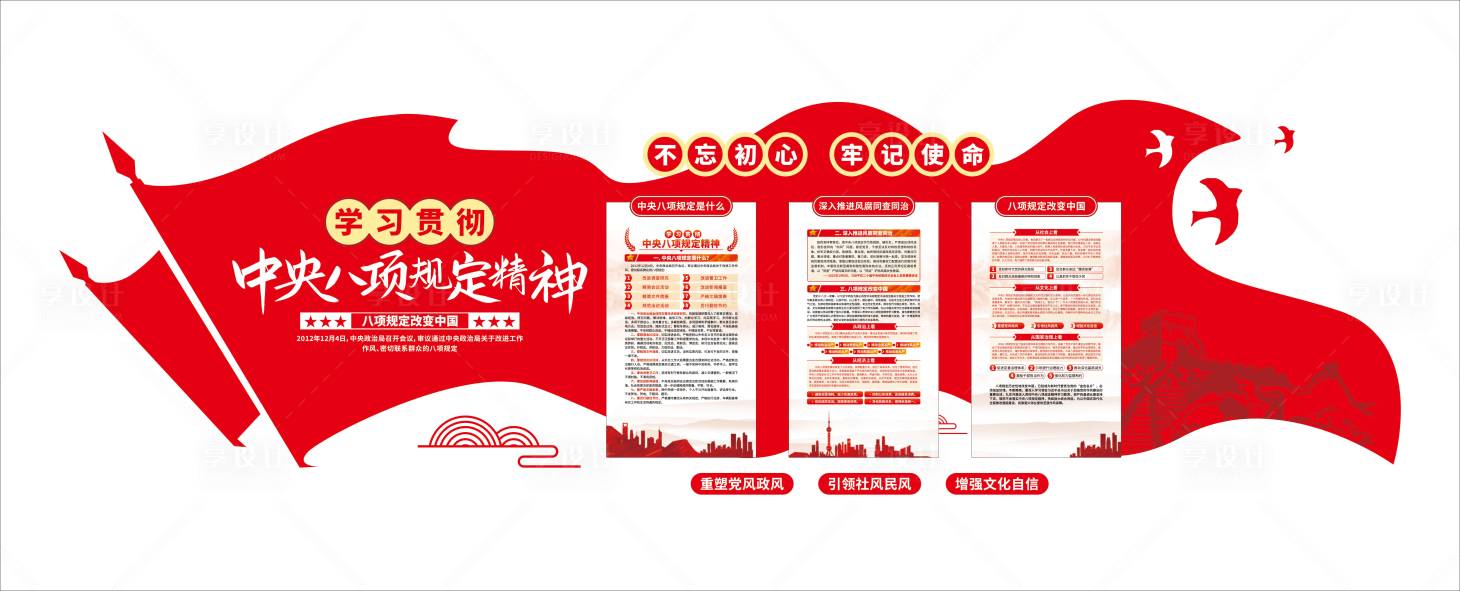 源文件下载【享设计】搜索编号：28530033656649662【八项规定党建文化墙】