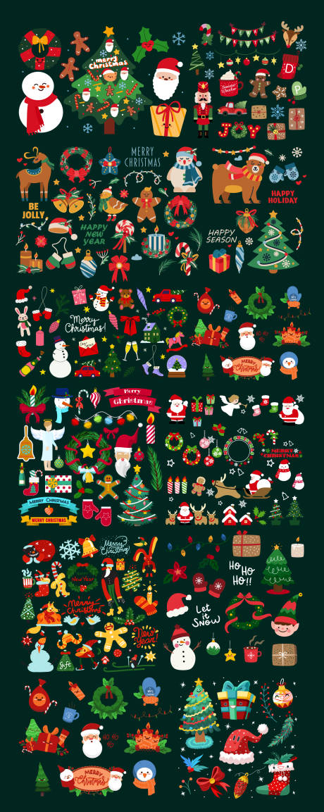 源文件下载【享设计】搜索编号：12100033780813491【圣诞节元素标签大全】