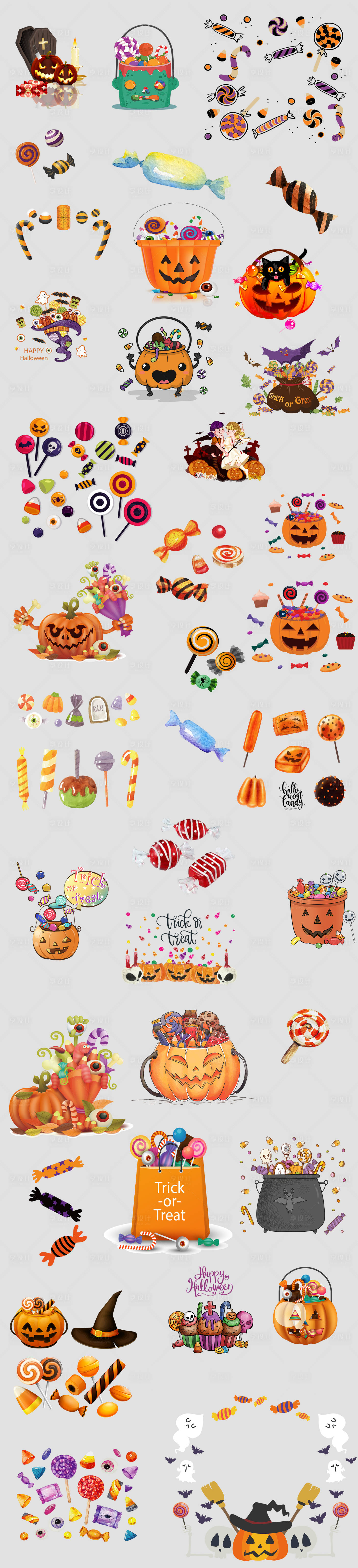 源文件下载【享设计】搜索编号：56030033659575244【万圣节糖果免抠贴纸设计】