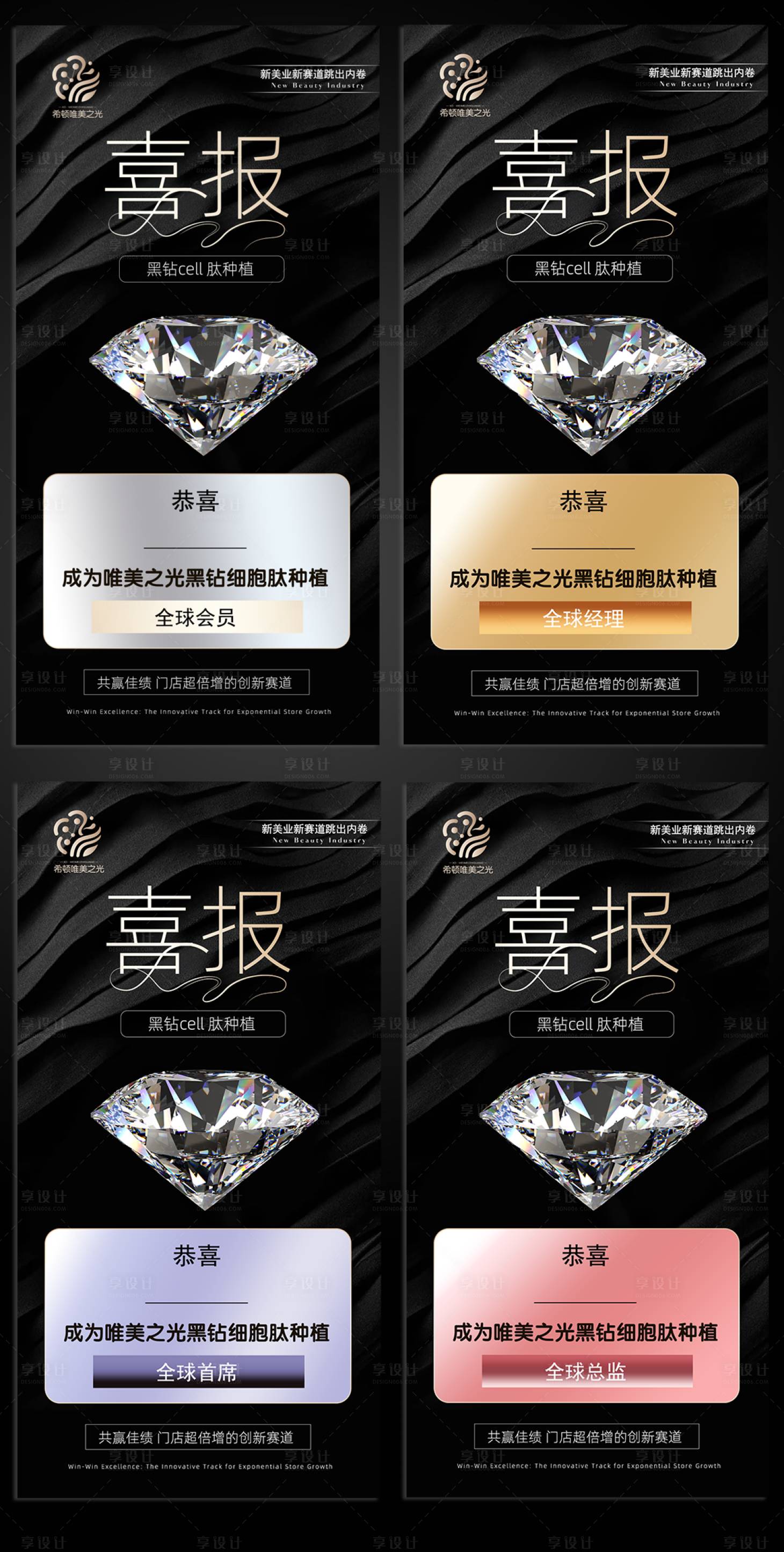 源文件下载【享设计】搜索编号：17400033703877170【医美喜报细胞肽种植黑金系列海报】