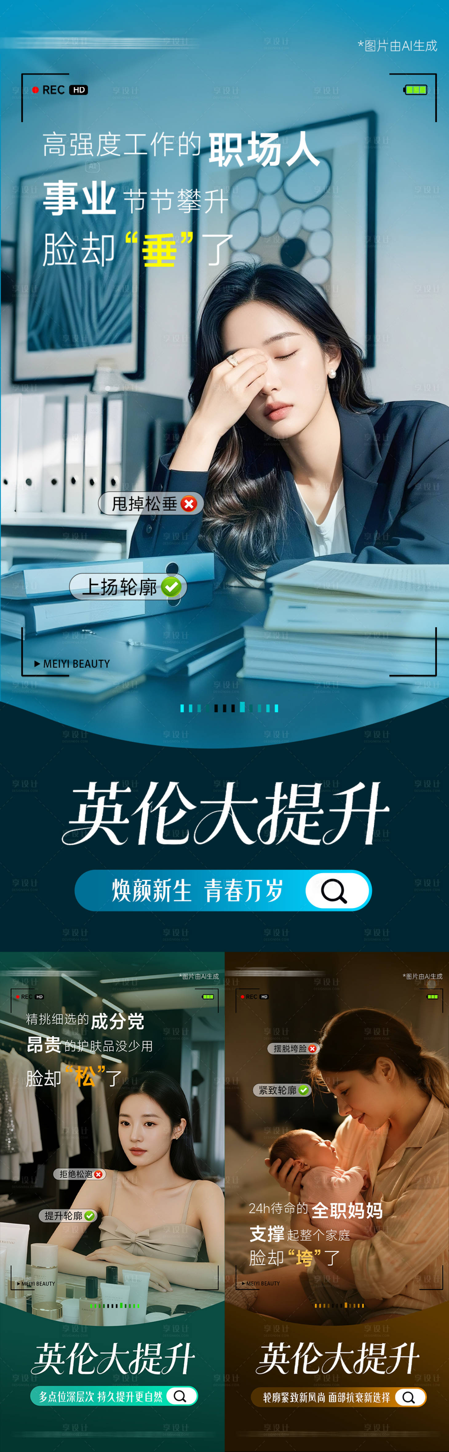 源文件下载【享设计】搜索编号：36540033739482824【医美英伦大提升抗衰场景系列海报】