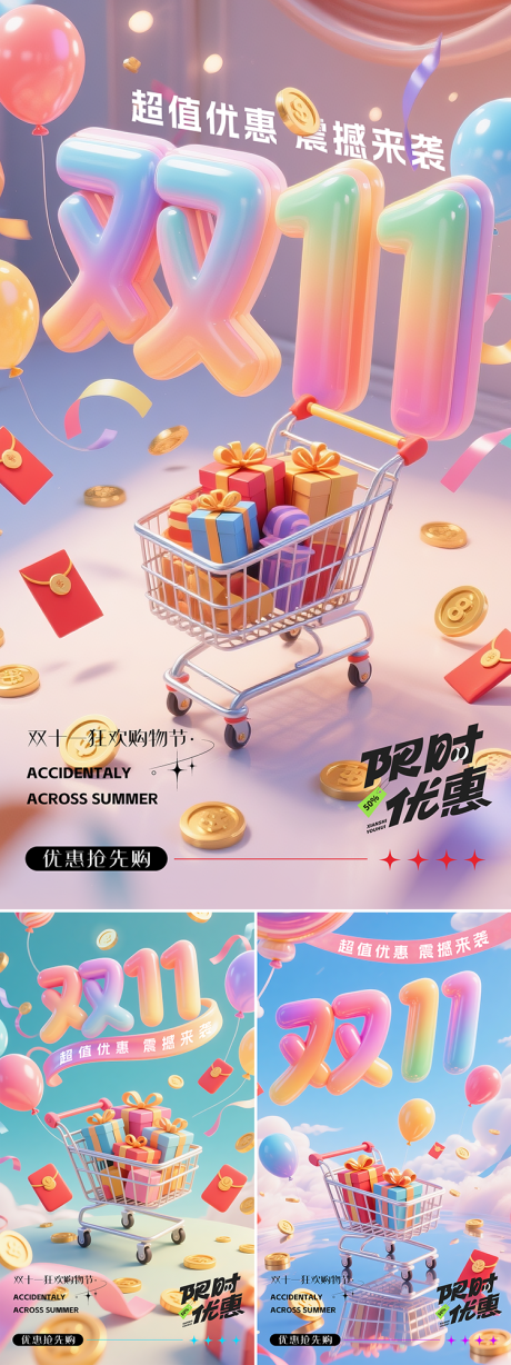 源文件下载【享设计】搜索编号：56610033793912325【双十一系列购物车海报】