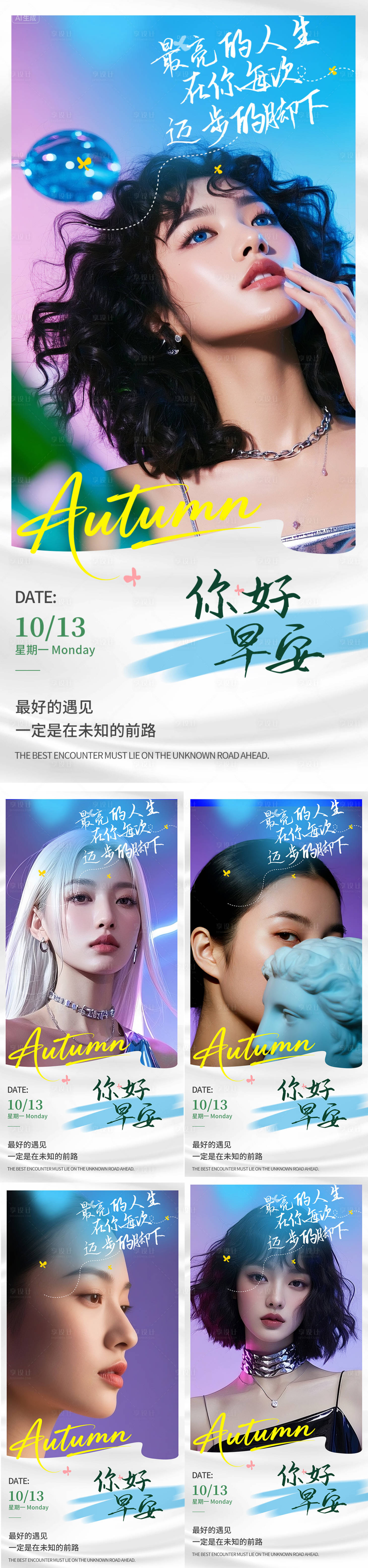 源文件下载【享设计】搜索编号：57750033478583117【医美早安人物系列海报】