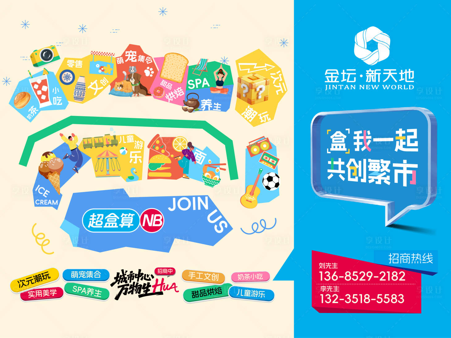 源文件下载【享设计】搜索编号：13550033525024555【综合体招商海报展板】