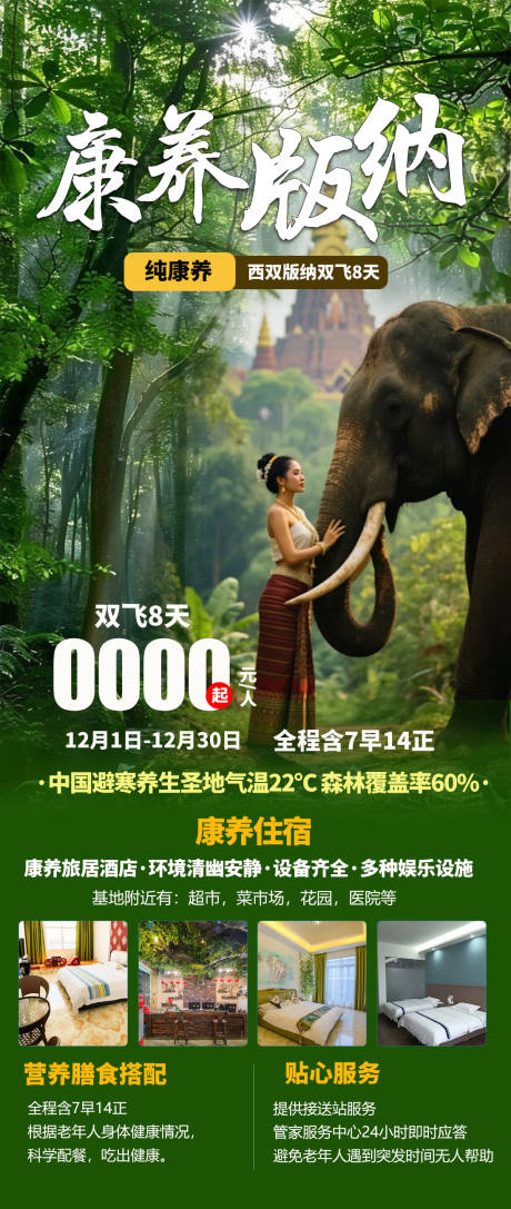 源文件下载【享设计】搜索编号：43700033756299612【康养版纳旅游海报】