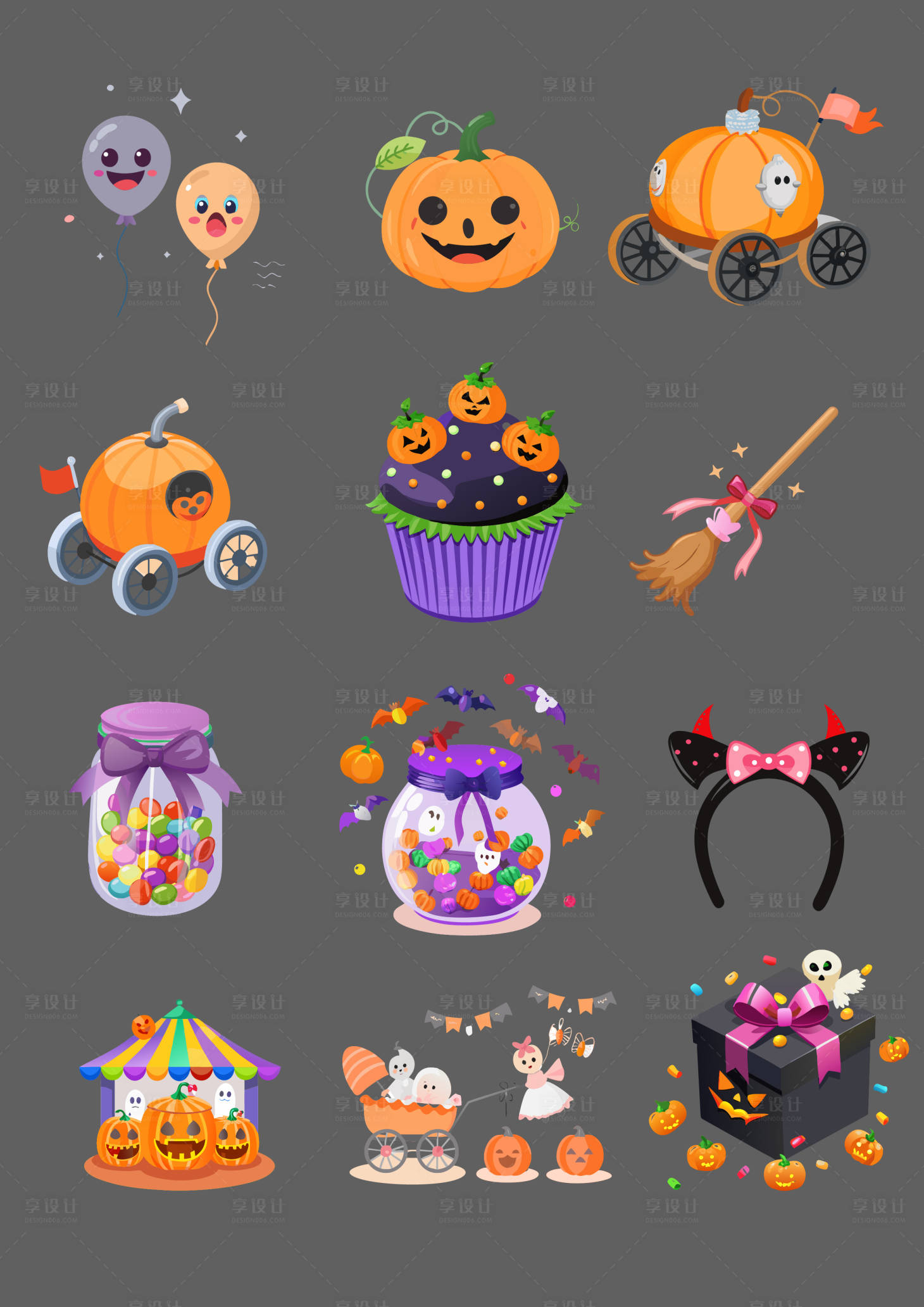 源文件下载【享设计】搜索编号：69830033687658946【万圣节贴纸设计】