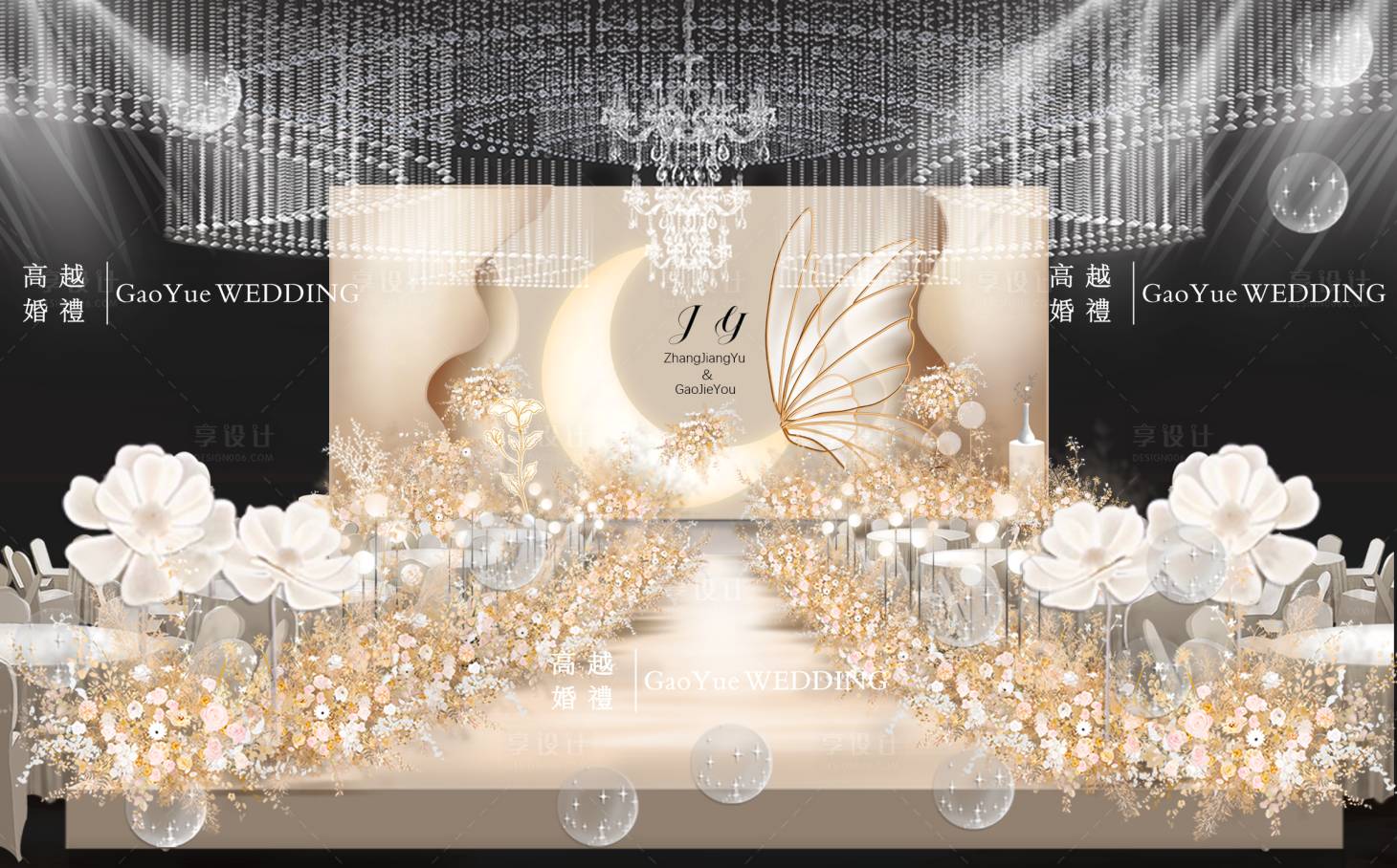 源文件下载【享设计】搜索编号：68770033660669807【香槟色婚礼现场布置背景板】