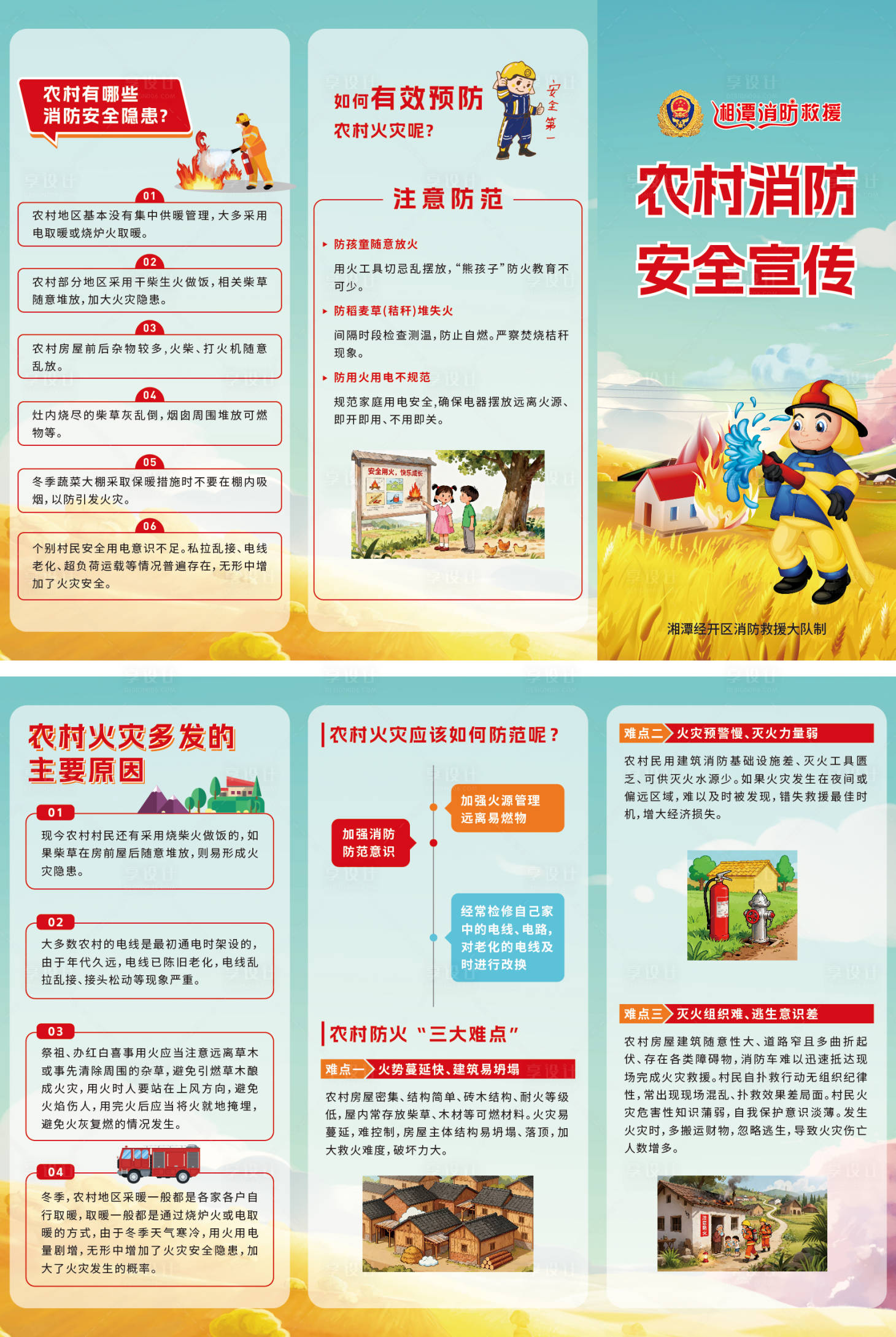 源文件下载【享设计】搜索编号：11700033541765639【折页农村防火】