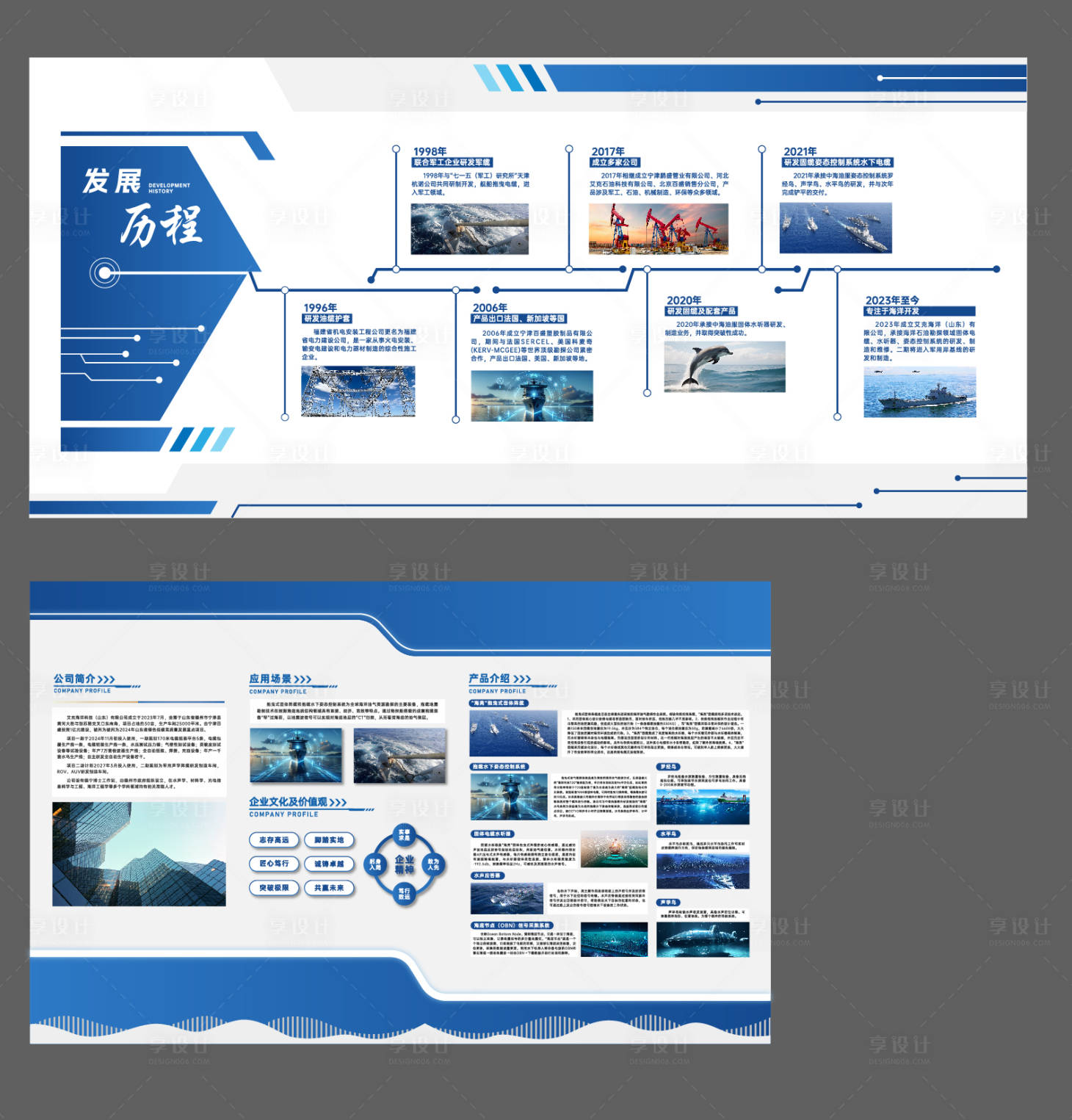 源文件下载【享设计】搜索编号：32850033360561601【企业简介发展历程文化墙】