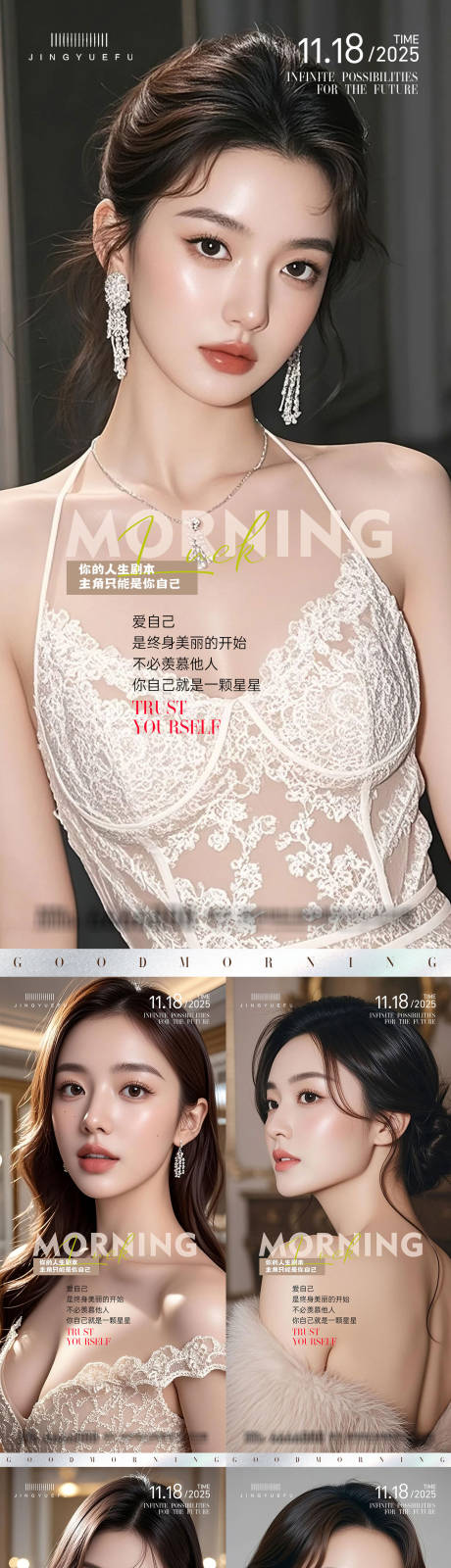 源文件下载【享设计】搜索编号：19940033716533744【医美早安系列人物海报】