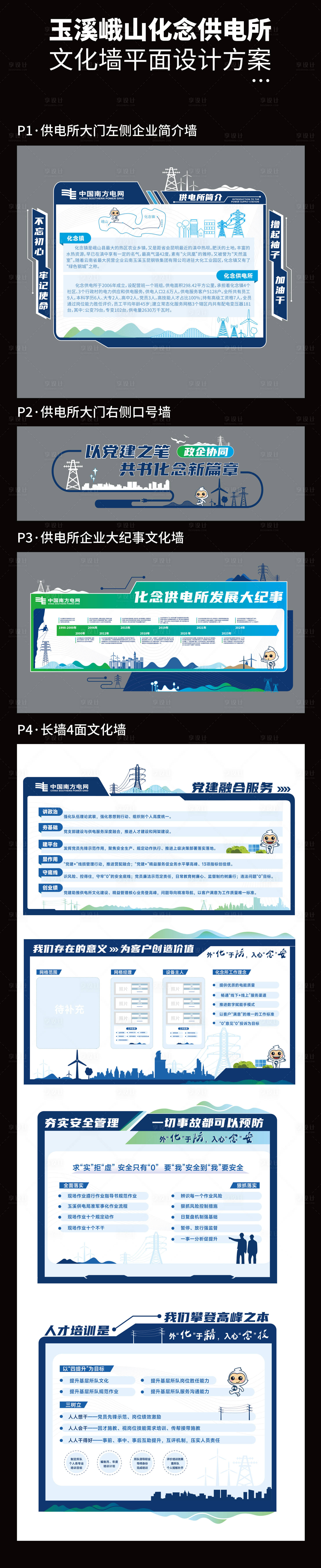 源文件下载【享设计】搜索编号：34710033719724254【供电所文化墙背景板】