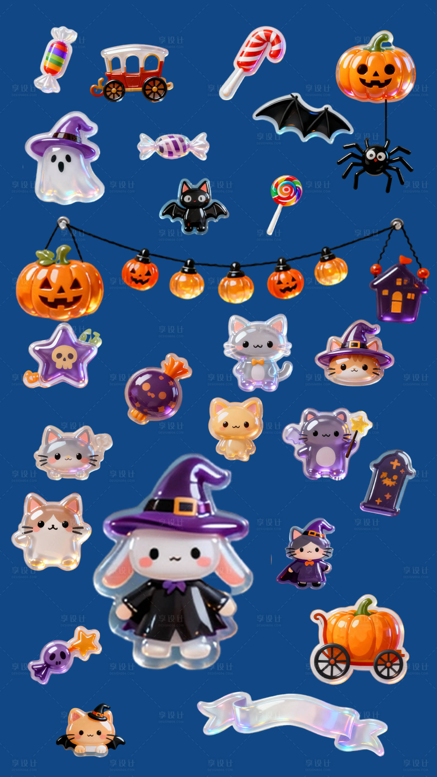 源文件下载【享设计】搜索编号：69100033795959919【万圣节免扣立体贴纸】