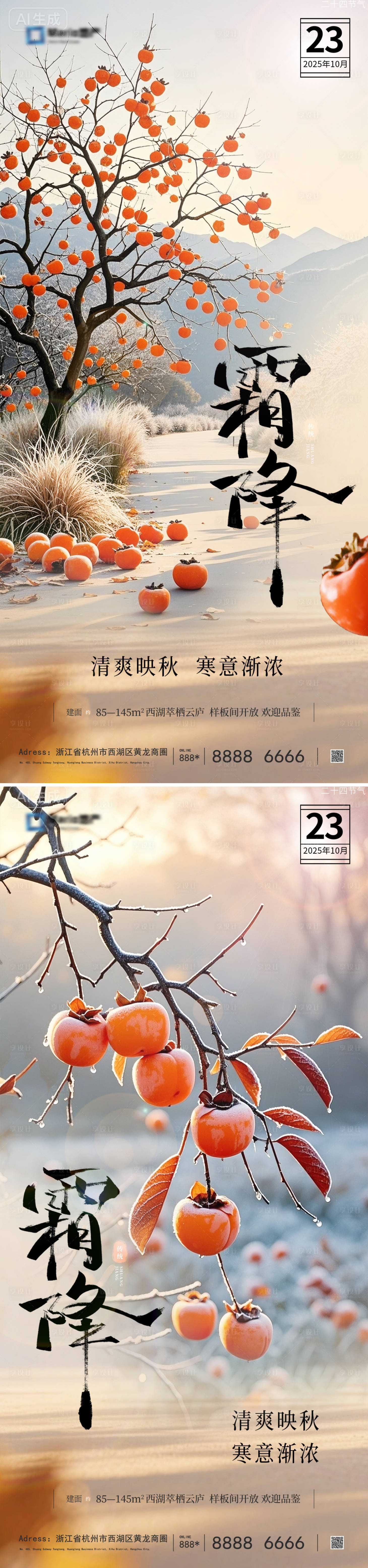 源文件下载【享设计】搜索编号：21250033476206692【霜降系列海报】