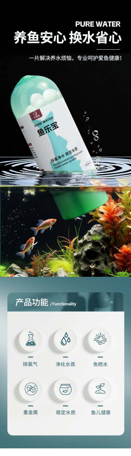 源文件下载【享设计】搜索编号：39590033733847258【鱼乐宝养鱼净水片详情页】