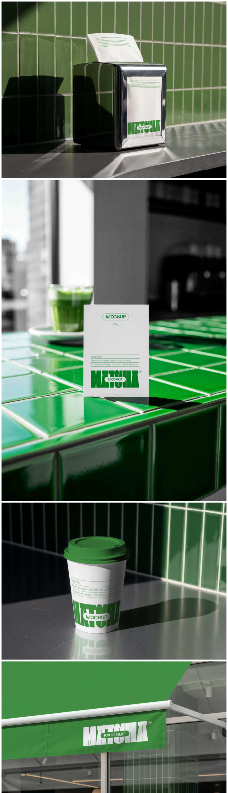 源文件下载【享设计】搜索编号：61230033690078578【绿色咖啡品牌样机展示效果图合集1】