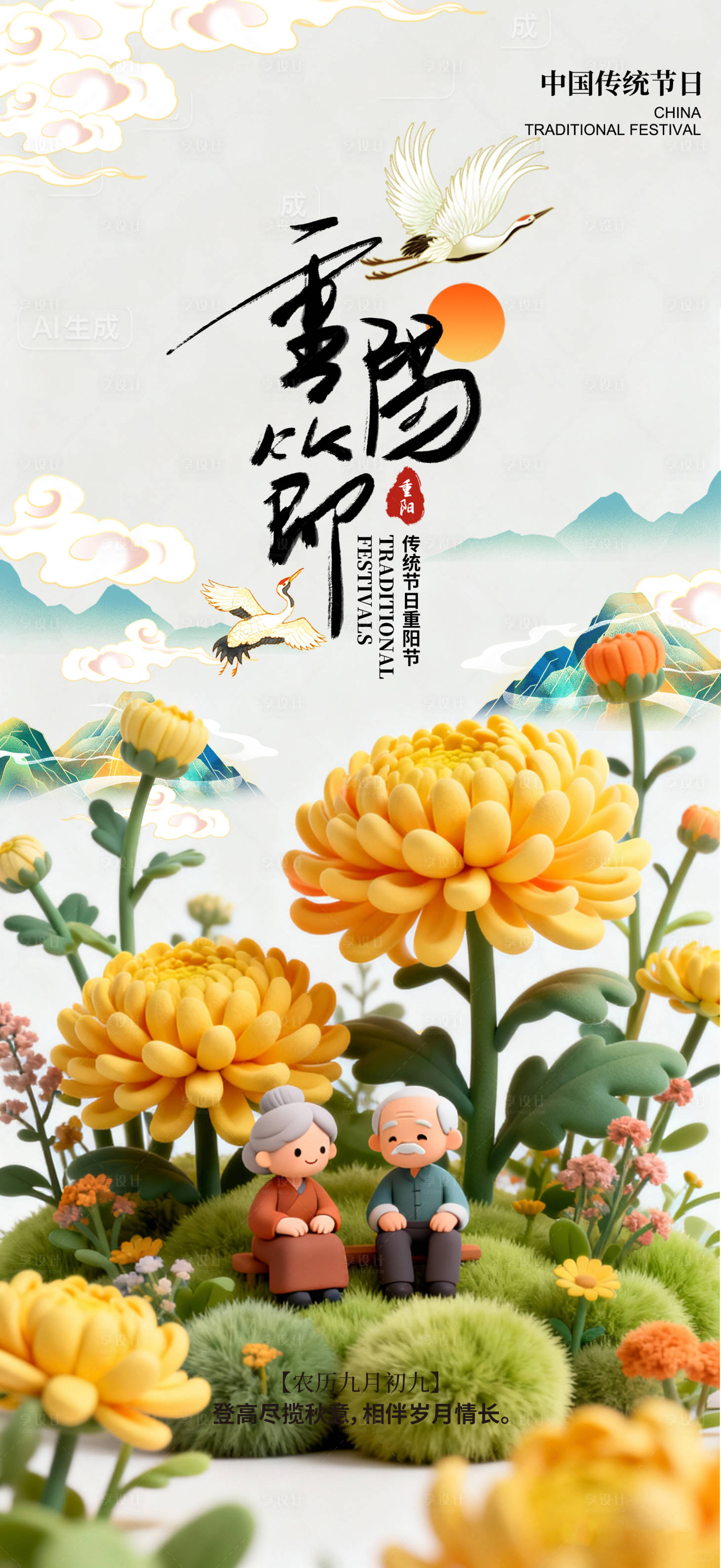 源文件下载【享设计】搜索编号：12230033743358708【重阳节海报】