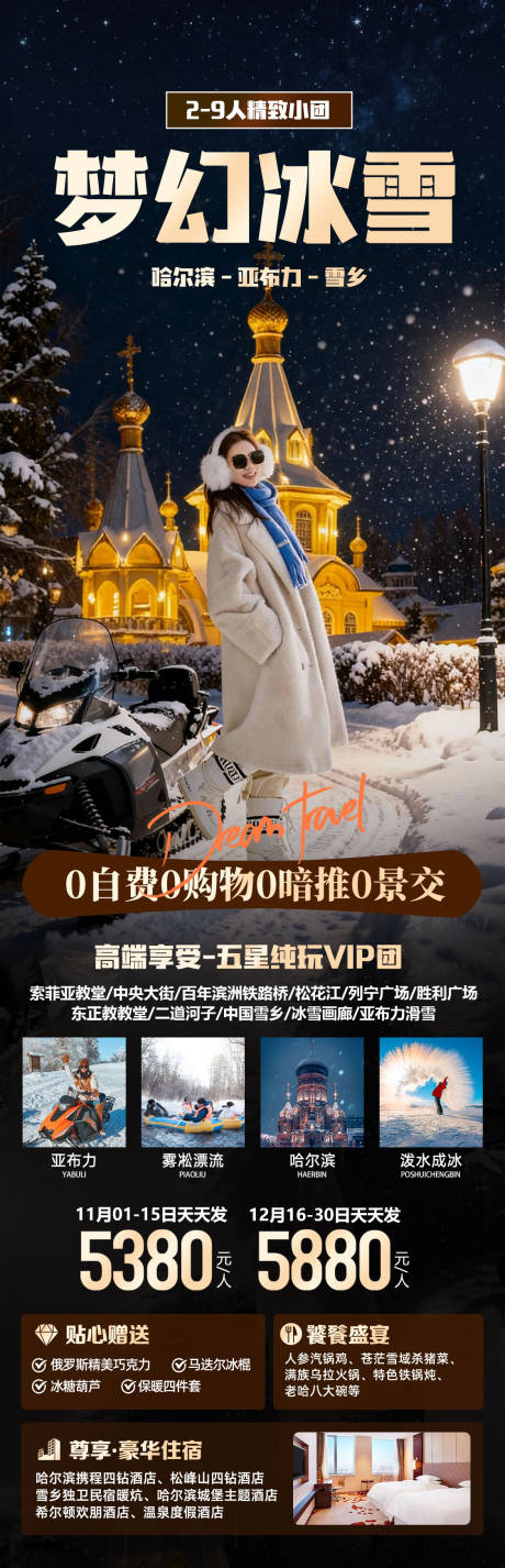 源文件下载【享设计】搜索编号：58820033716738852【哈尔滨雪乡冬季东北梦幻旅游夜景海报】