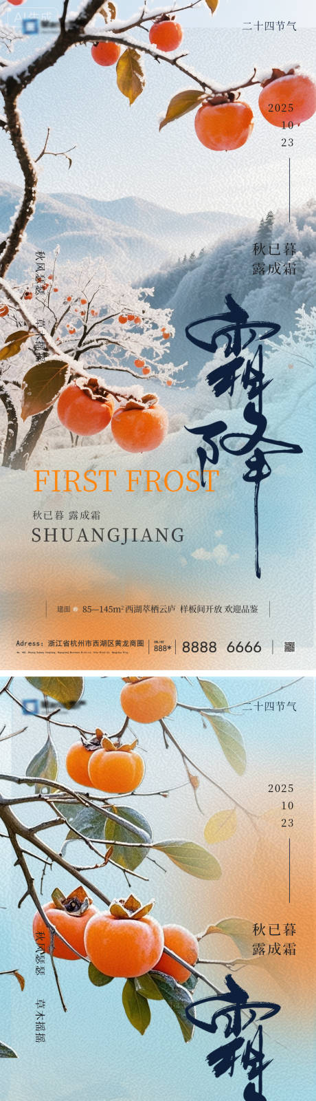 源文件下载【享设计】搜索编号：85700033475624382【霜降系列海报】