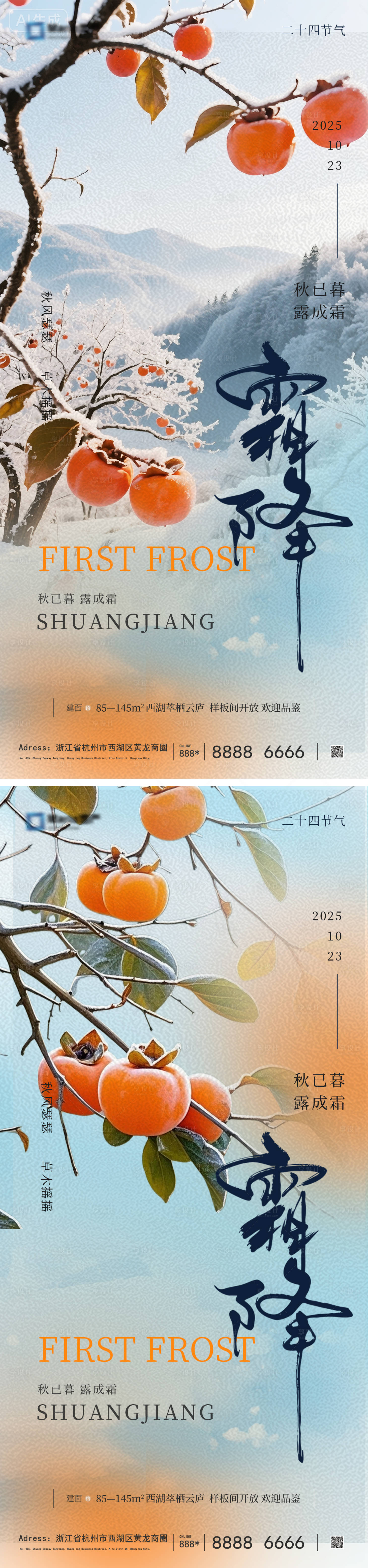 源文件下载【享设计】搜索编号：85700033475624382【霜降系列海报】