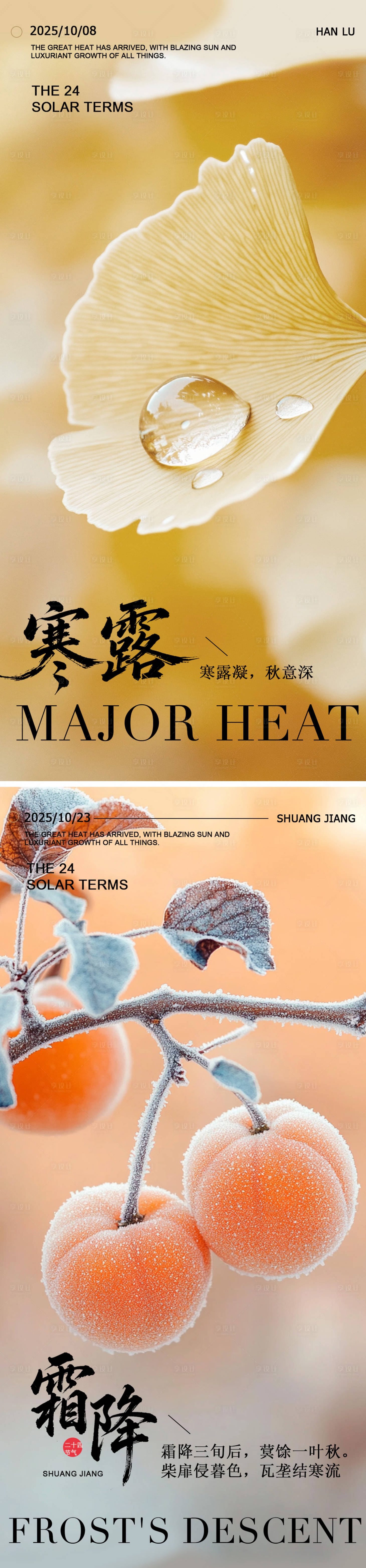 源文件下载【享设计】搜索编号：62540033388384531【寒露霜降节气系列海报】