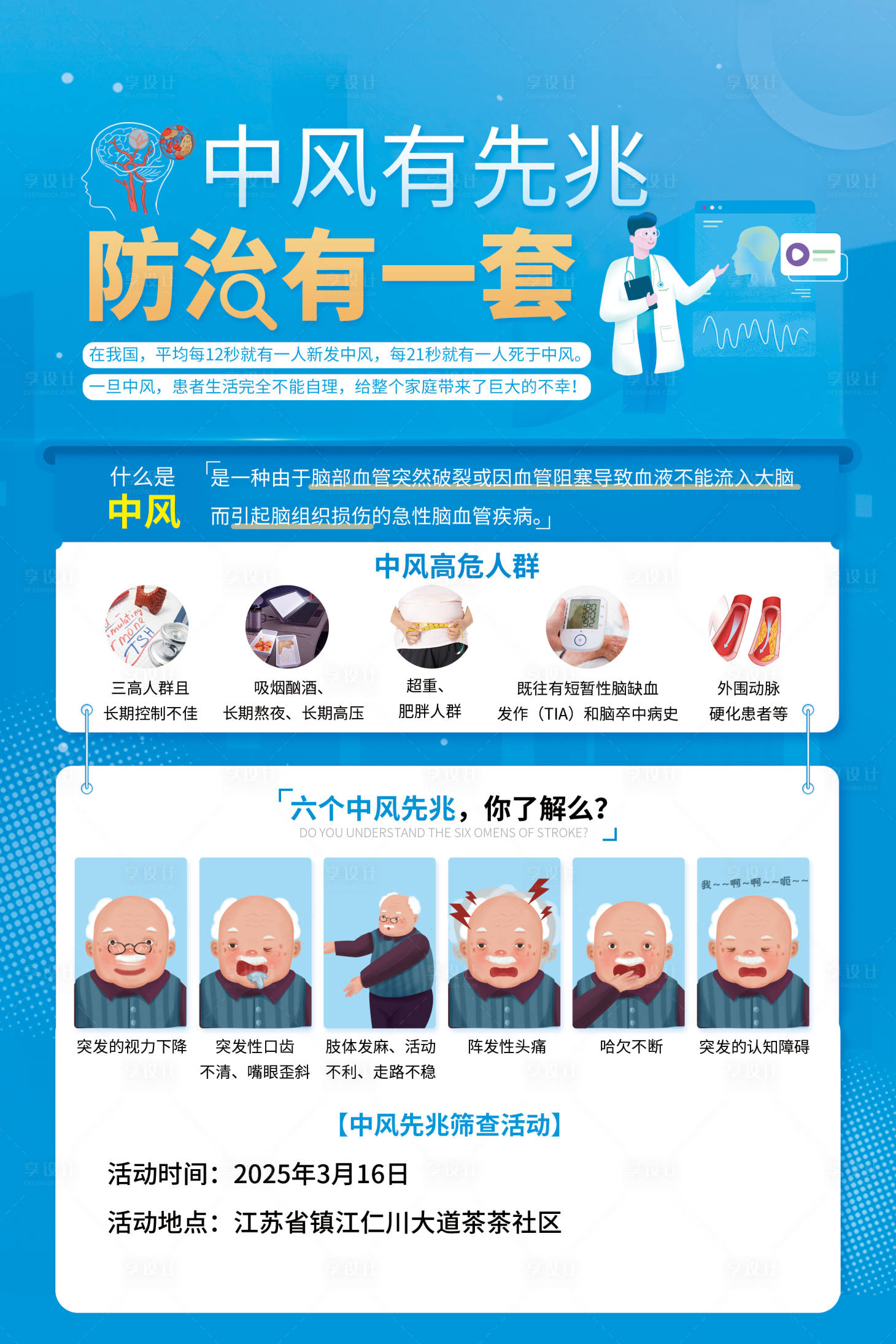 源文件下载【享设计】搜索编号：24690033645323573【中风防治海报】