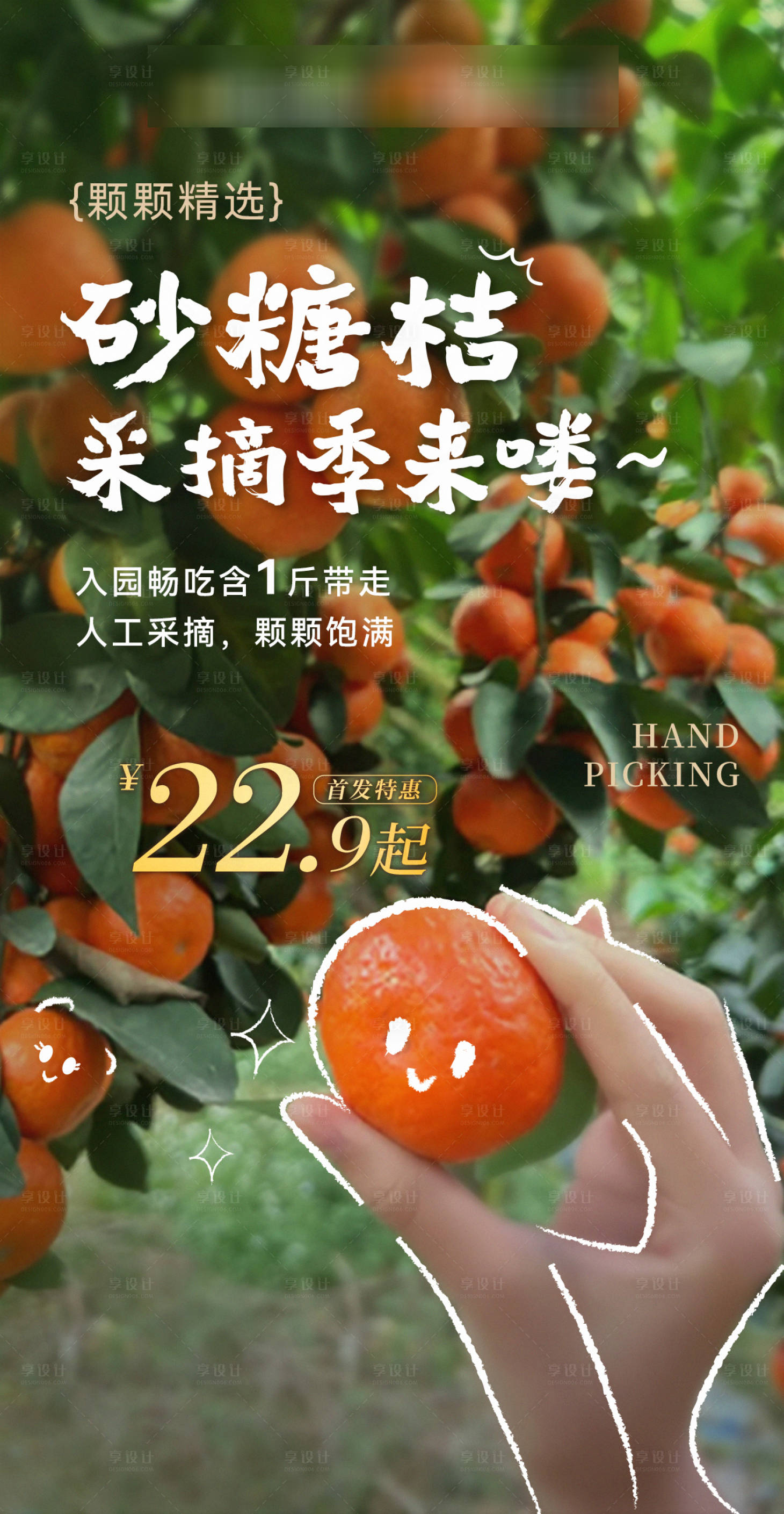 源文件下载【享设计】搜索编号：27950033758471230【砂糖橘价格插画海报】