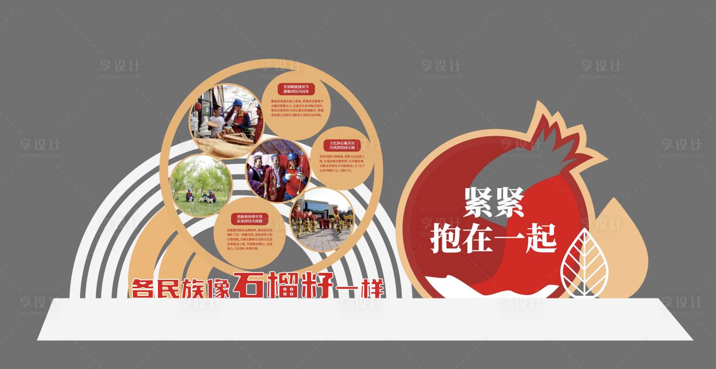 源文件下载【享设计】搜索编号：63040033758836443【石榴籽户外文化墙背景板】