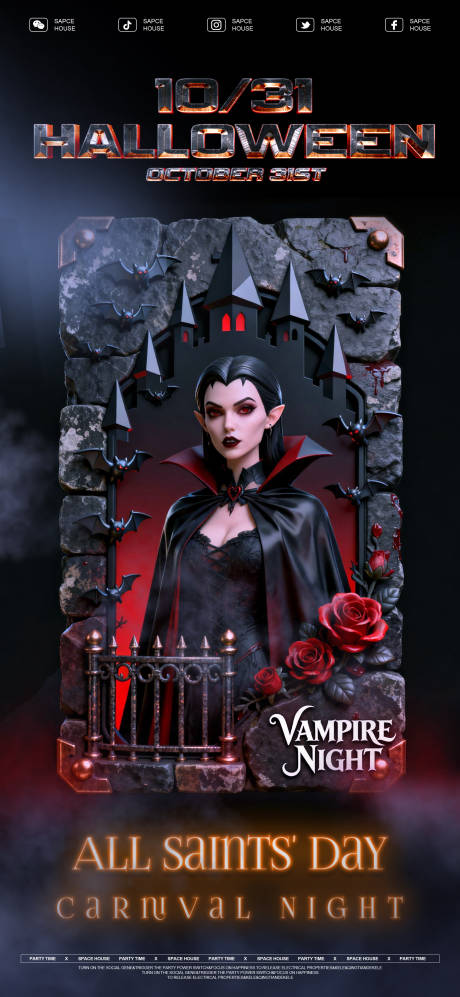 源文件下载【享设计】搜索编号：19050033775162939【酒吧ktv万圣节派对海报】