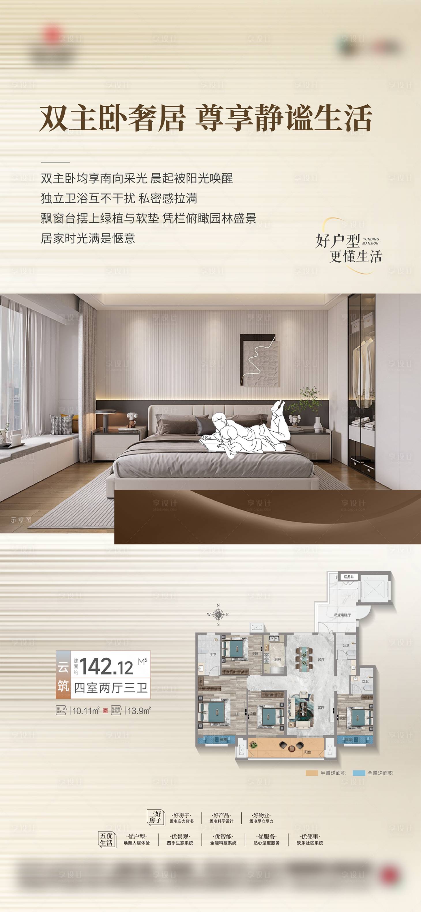 源文件下载【享设计】搜索编号：49010033499604103【地产户型价值点质感海报】