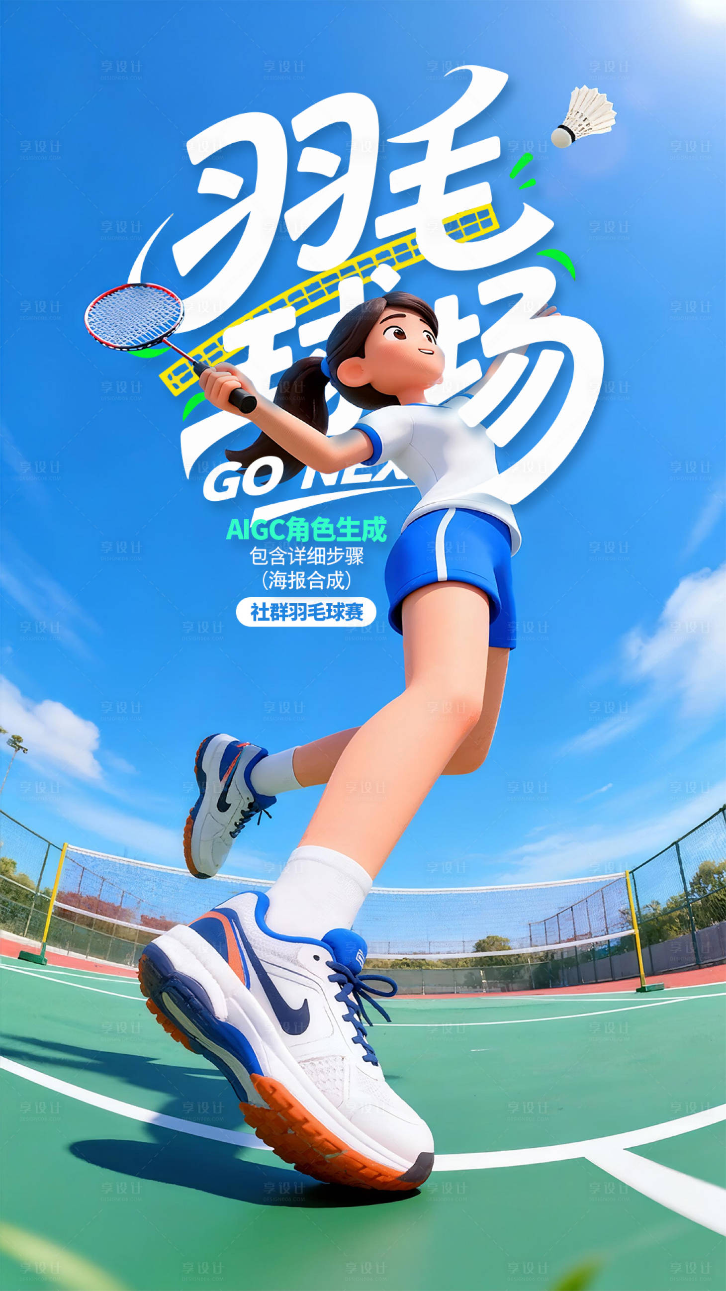 源文件下载【享设计】搜索编号：24150033790314321【羽毛球活动海报】