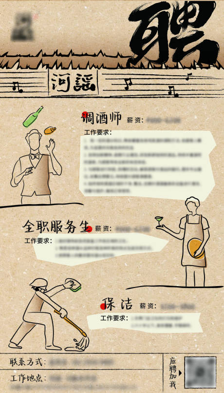 源文件下载【享设计】搜索编号：82880033704759749【酒吧招聘复古创意海报】