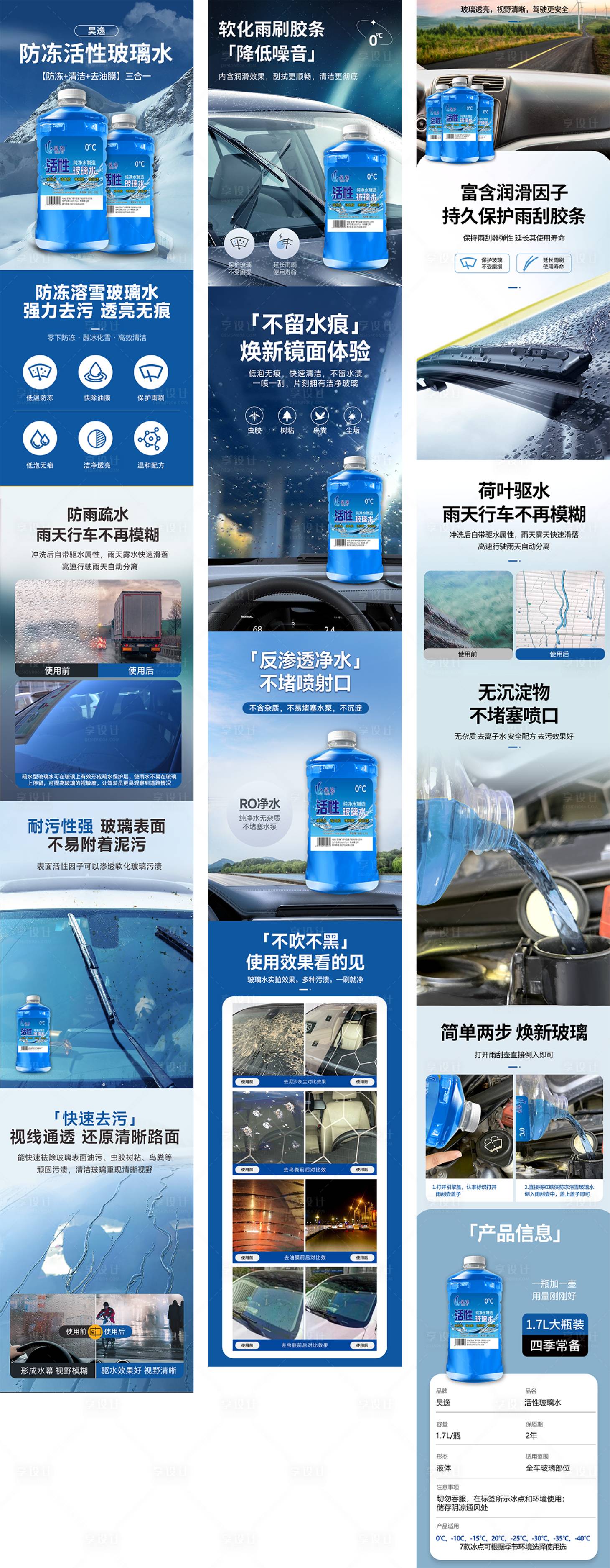 源文件下载【享设计】搜索编号：11010033582293391【汽车家用防冻玻璃水去油膜电商详情页】