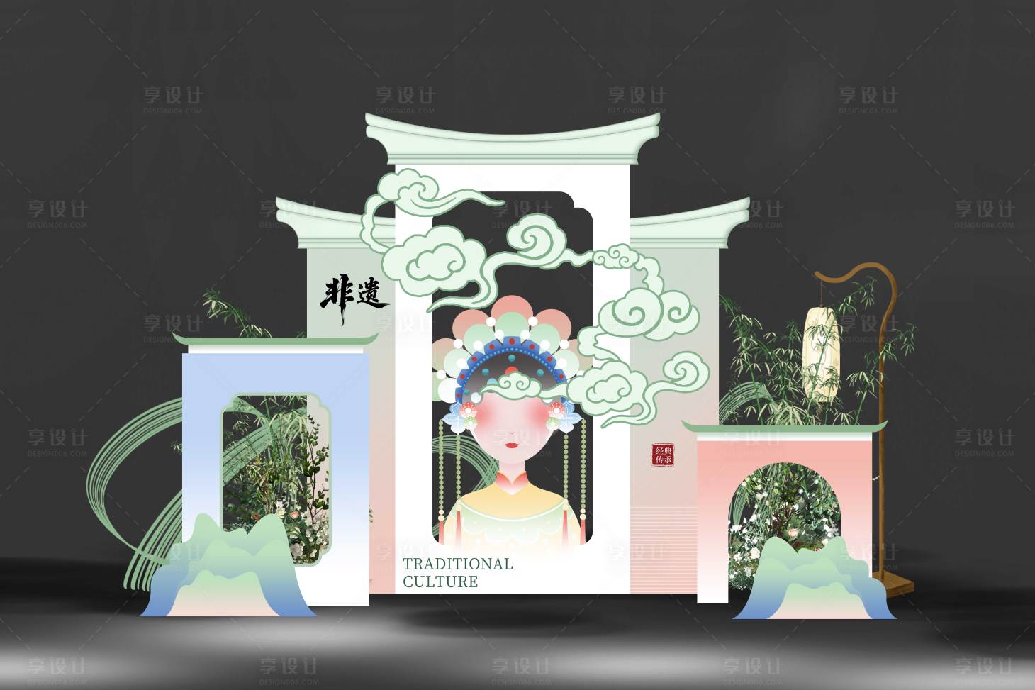 源文件下载【享设计】搜索编号：99110033567414317【国风小清新京剧美陈堆头】