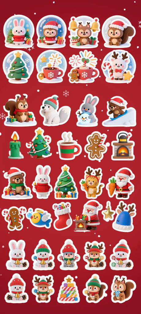 源文件下载【享设计】搜索编号：85490033762053008【小动物过圣诞立体贴纸】