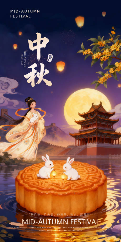 源文件下载【享设计】搜索编号：77960033384256237【中秋节节日移动端海报】