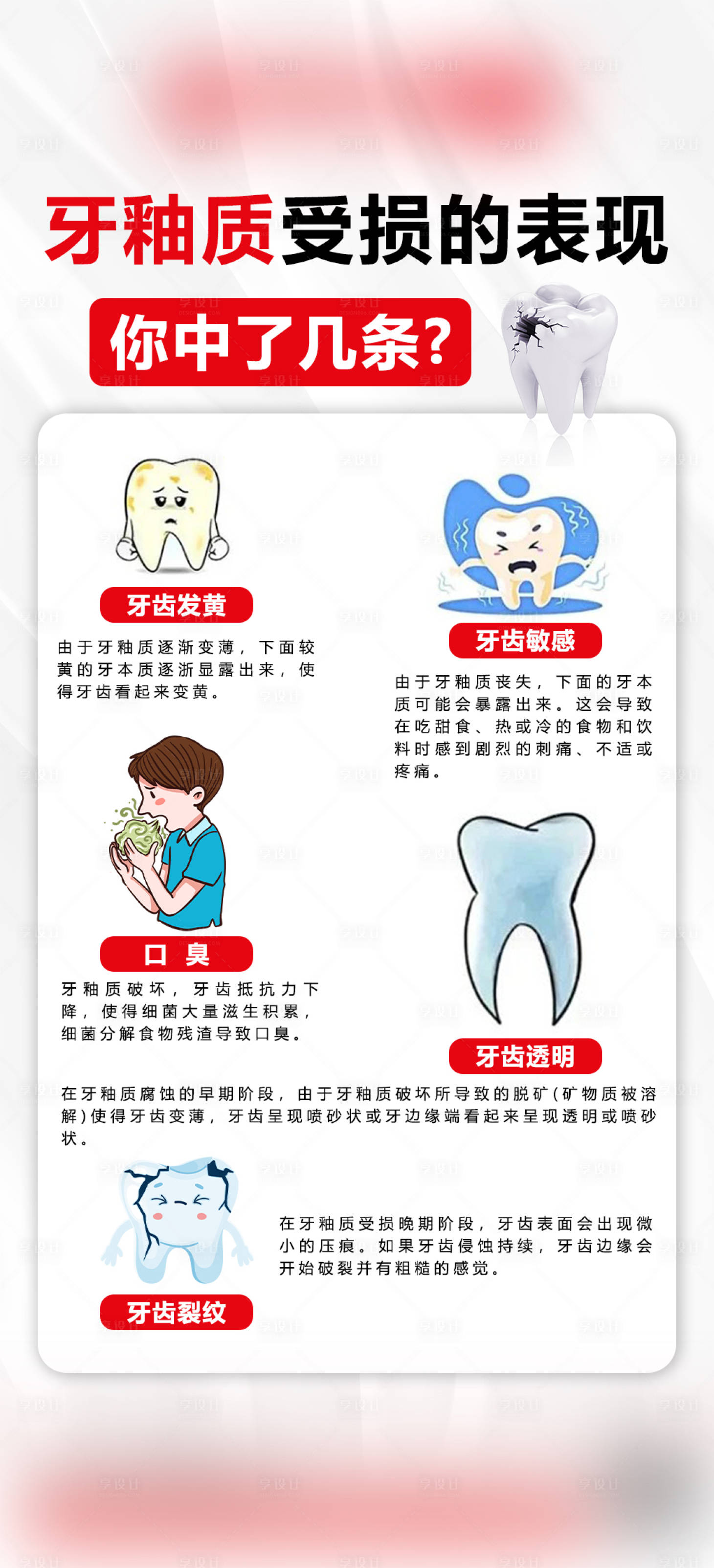 源文件下载【享设计】搜索编号：88160033370525810【牙釉质受损的表现】