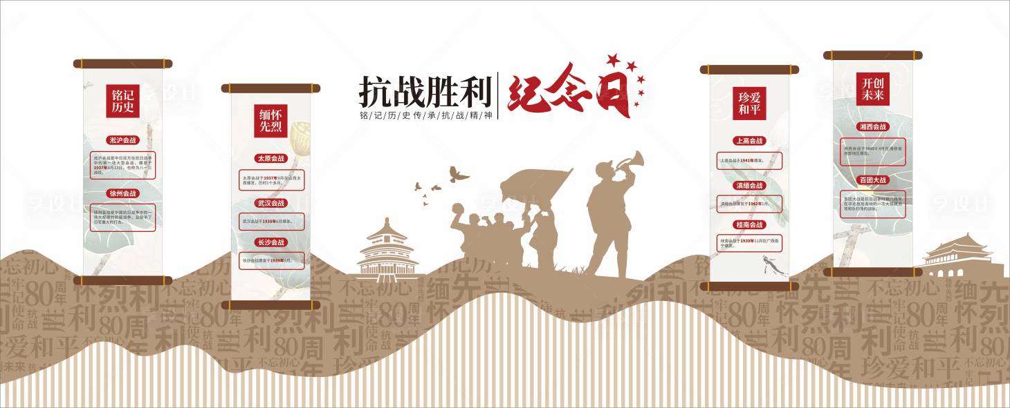 源文件下载【享设计】搜索编号：31410033416806108【红色大气抗战胜利80周年党建文化墙】