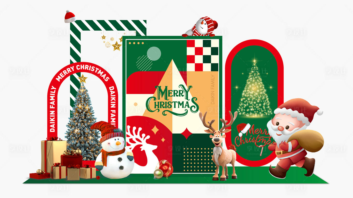 源文件下载【享设计】搜索编号：57020034214396408【圣诞节办公室氛围美陈打卡布置】