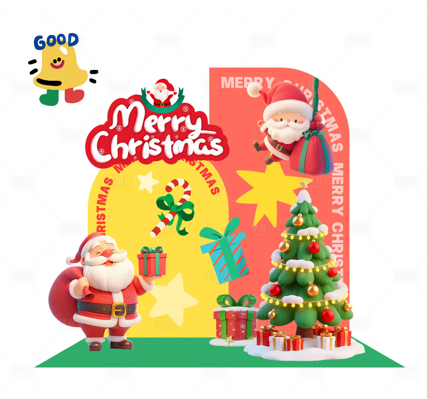 源文件下载【享设计】搜索编号：95260034073637856【圣诞节活动美陈】