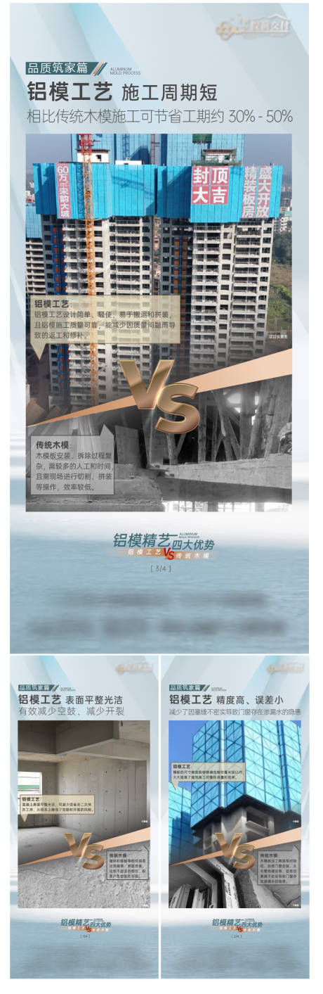 源文件下载【享设计】搜索编号：86040034047122202【建筑铝模工艺价值点系列海报】