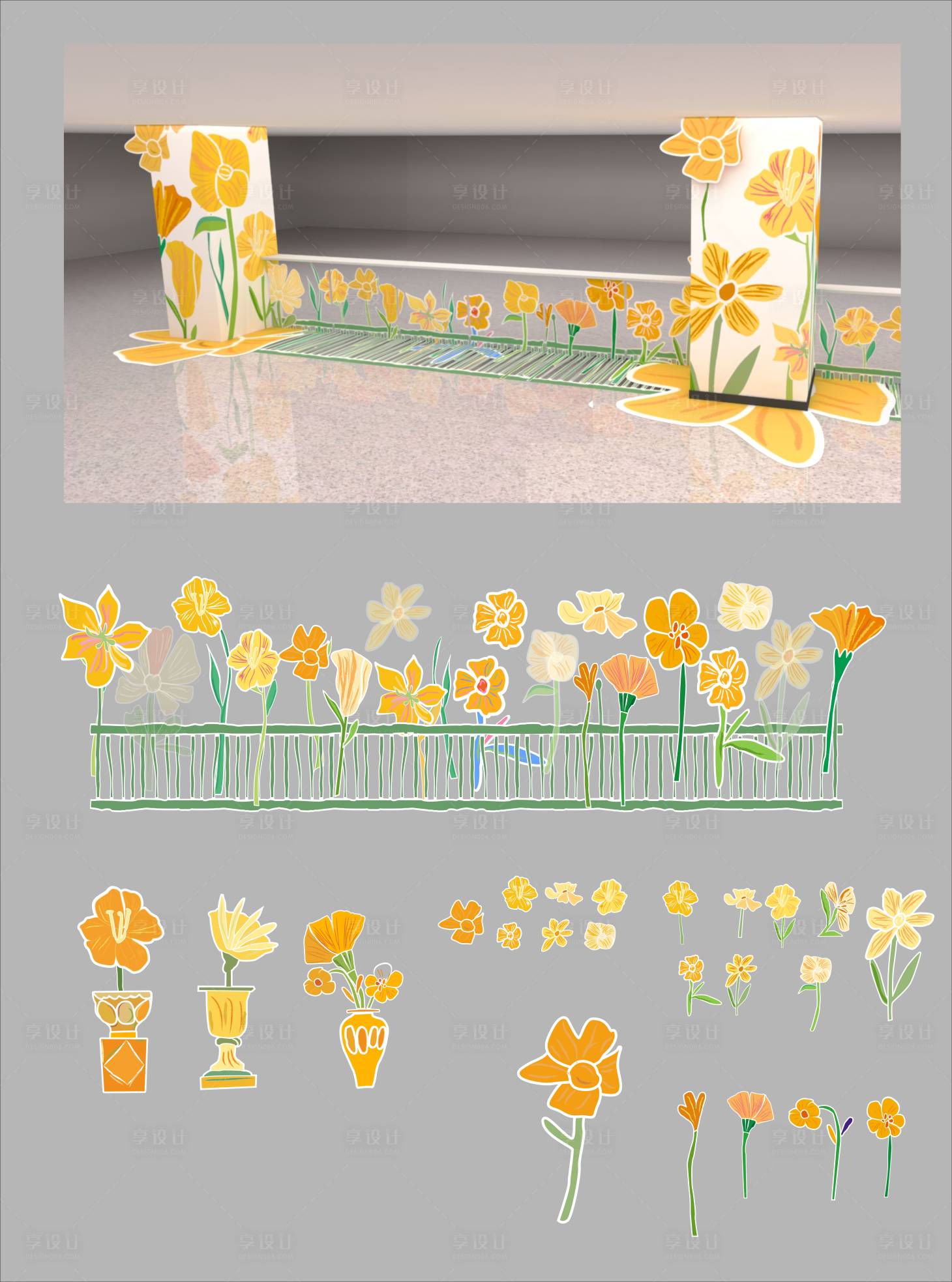 源文件下载【享设计】搜索编号：29270034136695775【现代商场商业春季花朵美陈装饰】