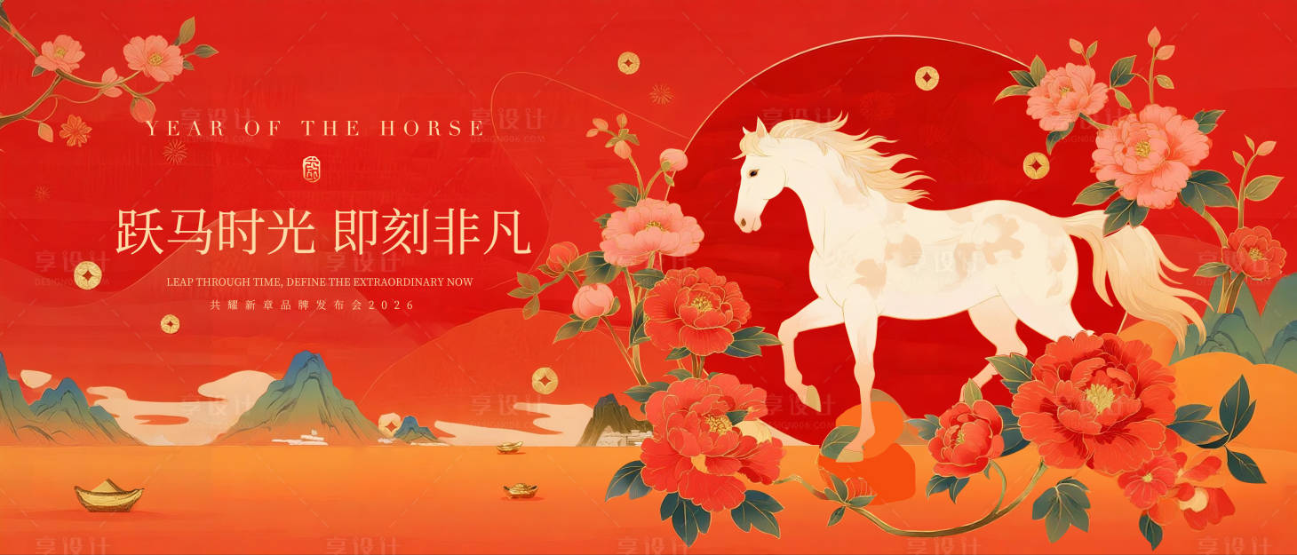 源文件下载【享设计】搜索编号：73680034040894683【繁花国风马年品牌发布会主画面】