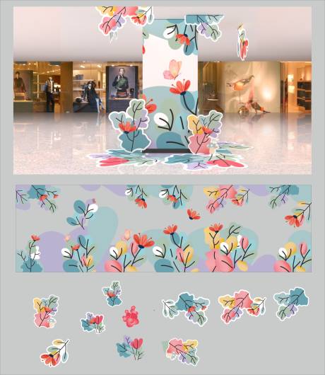 源文件下载【享设计】搜索编号：21630034136683683【现代商场商业春季花朵美陈装饰】