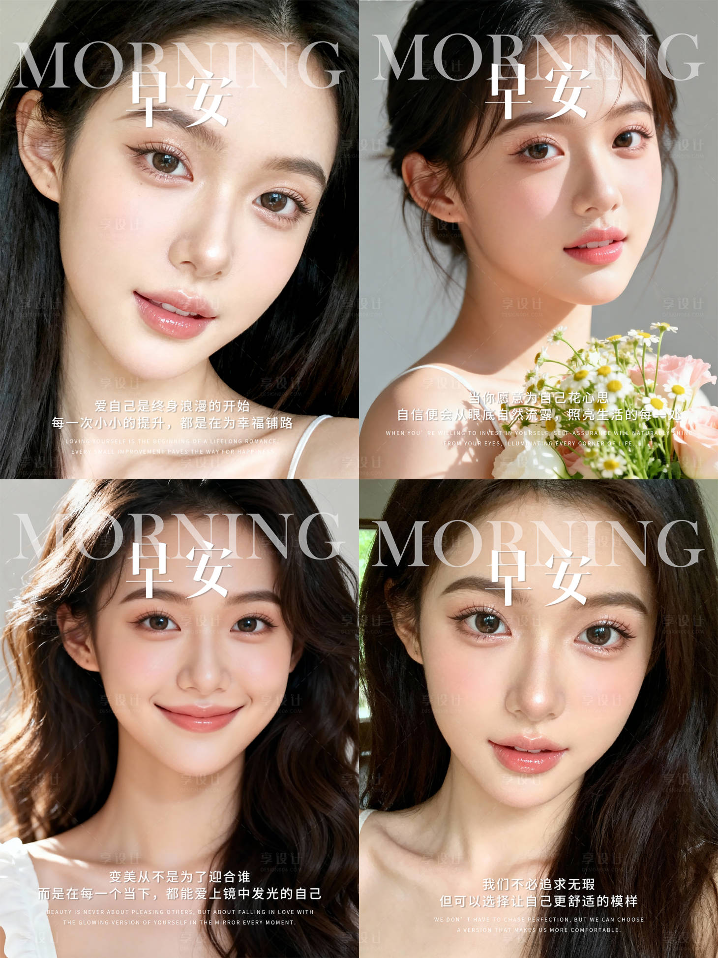 源文件下载【享设计】搜索编号：26110034159667883【医美朋友圈早安系列海报】
