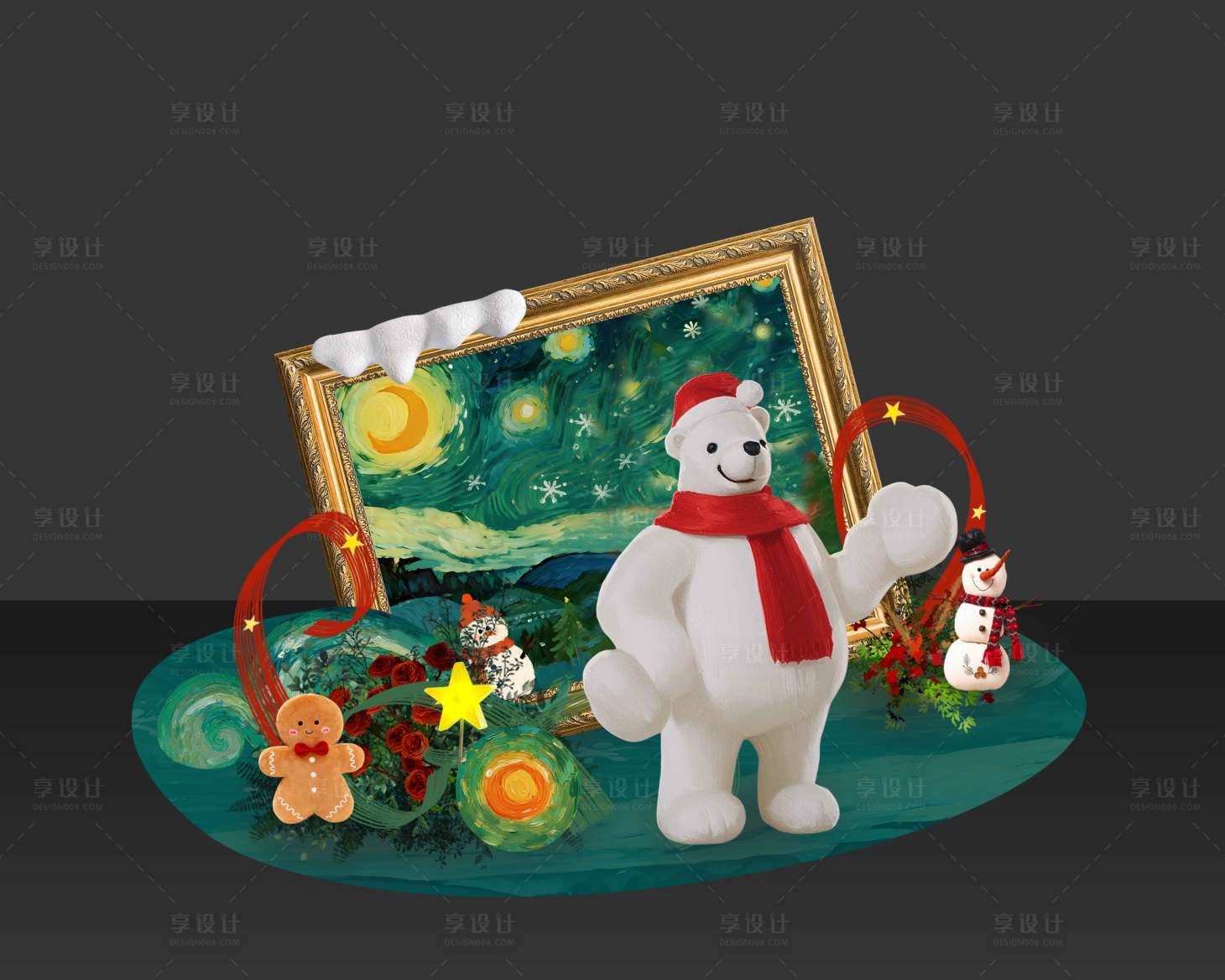 源文件下载【享设计】搜索编号：60520034139597340【圣诞油画框美陈】