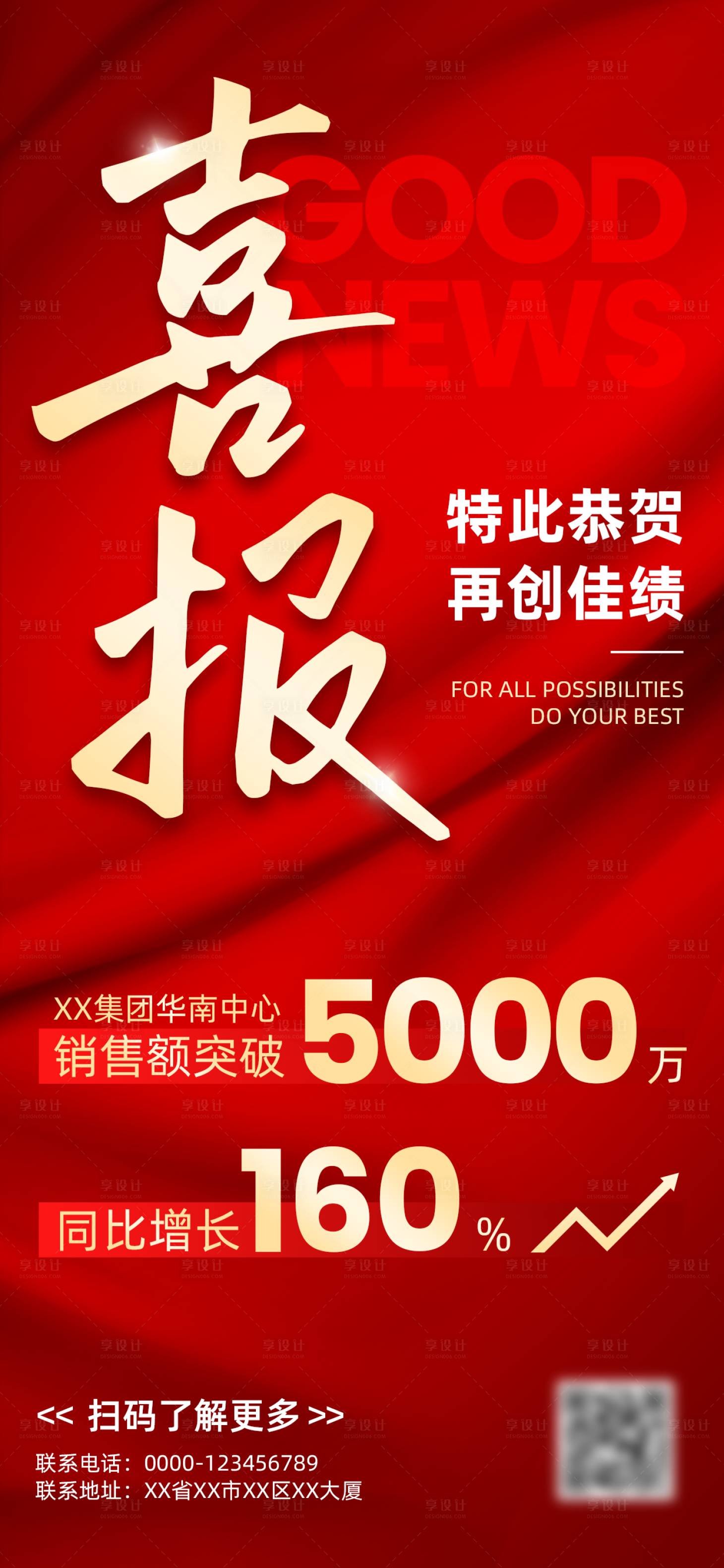 源文件下载【享设计】搜索编号：43080034069117680【红金大字喜报手机海报】