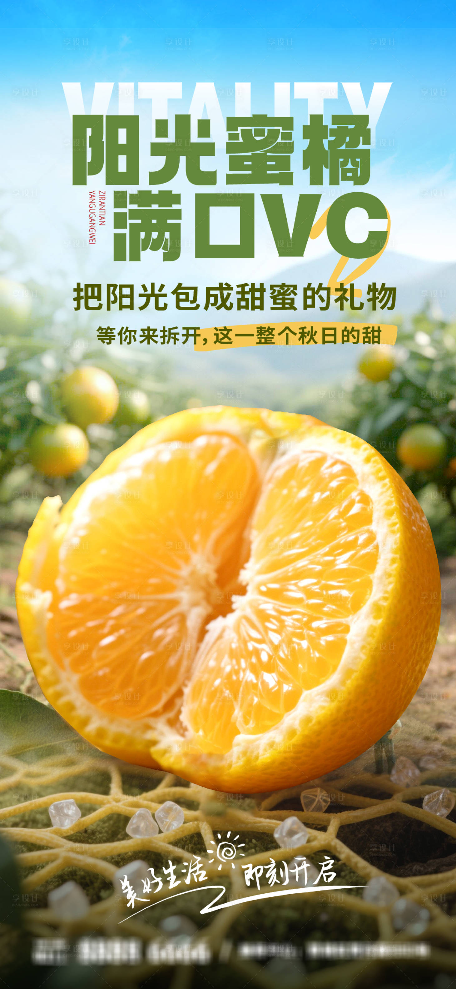 源文件下载【享设计】搜索编号：57060033879326493【阳光蜜橘水果海报】